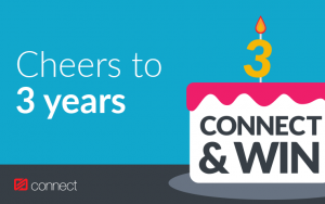 Cheers to 3 years - CONNECT & WIN!