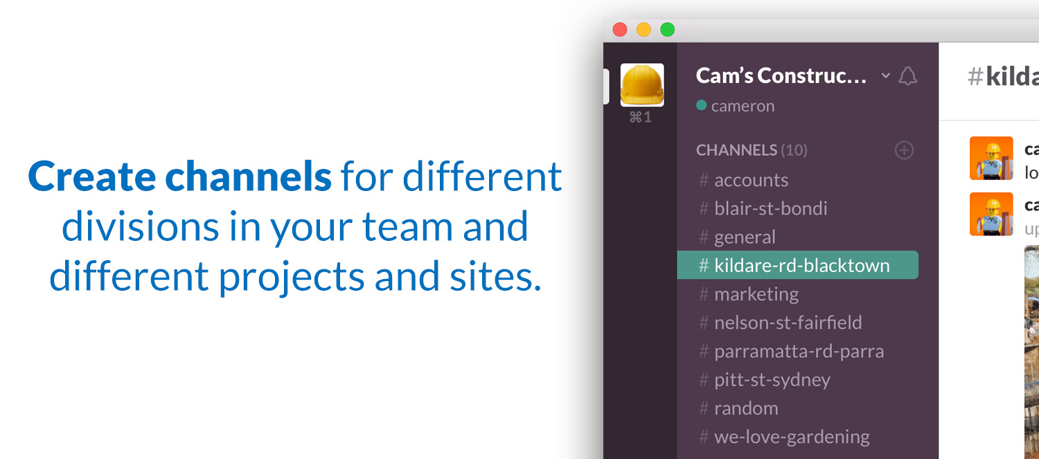 create slack channels for your team